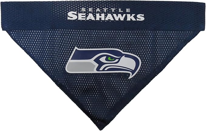 Pets First NFL Seattle Seahawks Reversible Bandana Size XX-Large for Dogs & Cats. 2 Sided Sports Bandana, Premium Embroidery Team Logo, Many NFL Teams Available