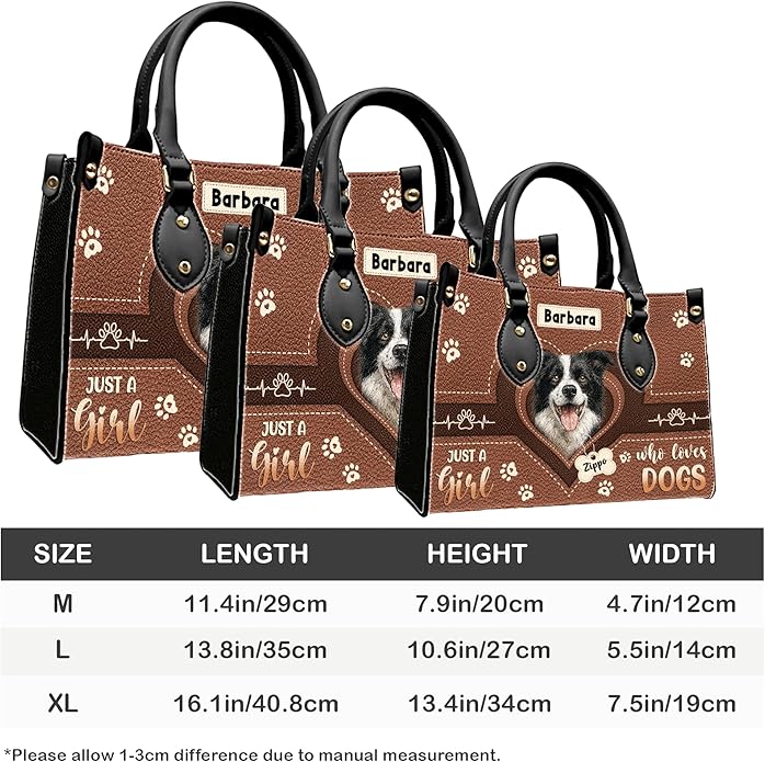 Personalized Pet Mom Leather Handbag – Custom Name Dog Cat Photo Purse, Pet Lover Gifts for Women, Christmas