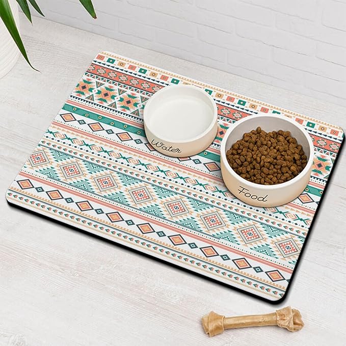 Pet Feeding Mat for Floors Waterproof Dog Mat for Food and Water Absorbent Quick Dry Non Slip mat for Cat Bowls