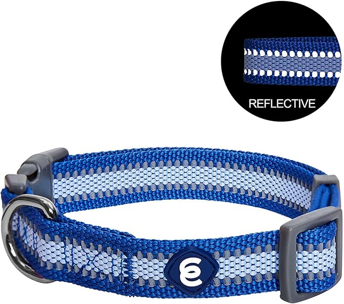 Blueberry Pet Large Dog Collar in Reflective Navy Blue | Adjustable Classic Nylon Strap for Big Breeds | Durable, Stylish & High-Visibility Dog Gear