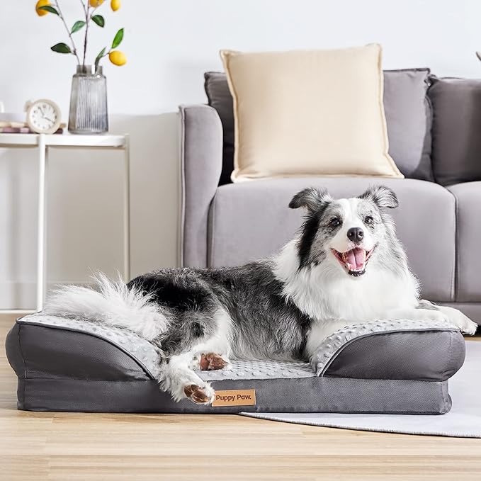 Dog Bed for Small and Medium Dogs & Cats, Waterproof Lining for Indoor Outdoor in-Car Use Removable Washable Cover with Zipper Up to 50lb, 28"x23"x7"