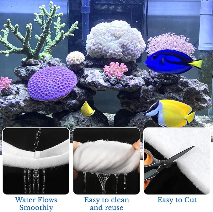 MAQIHAN Aquarium Filter Pad - Aquarium Filter Media,39.4 x 11.8in Media Roll for Fish Tank, Ponds,Garden, Saltwater,Fershwater,Plant, Trutle (2)