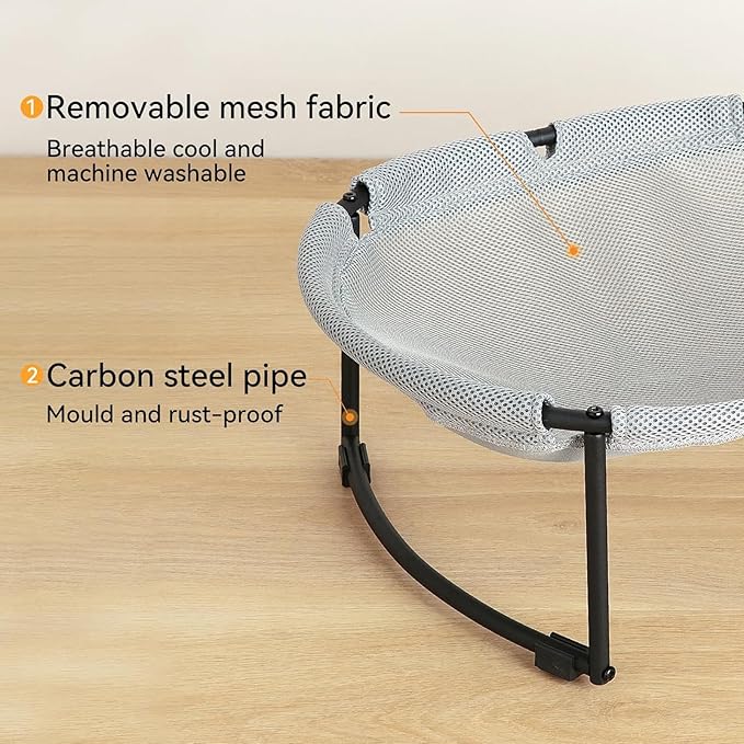 Cat Bed Hammock, Free-Standing Elevated Cat Bed for Indoors and Outdoors, Easy Assembly with Removable Washable Mesh for Cats up to 30 lbs, 20 in x 16.5 in x 8 in