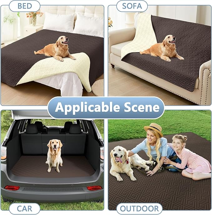 hyha Waterproof Dog Blanket, Soft Dog Bed Cover Pet Blankets, Waterproof Sofa Couch Cover for Dogs Washable, Reversible Pet Couch Covers for Sofa Furniture (52x82 Inch, Chocolate/Beige)