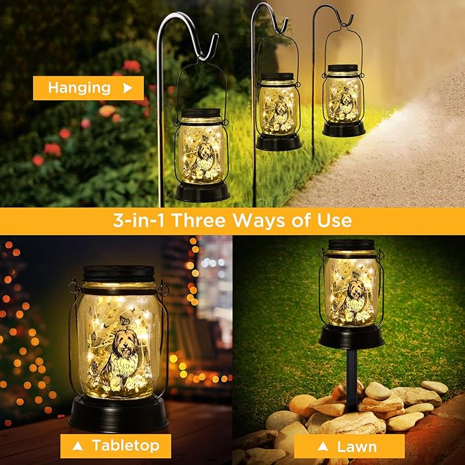 Polish Lowland Sheepdog Gifts for Women/Men, Pet Solar Lanterns Polish Lowland Sheepdog Lover Lantern Pet Loss Dog Memorial Lights Solar Garden Decoration for Yard,Patio,Torches Lights Home Decor