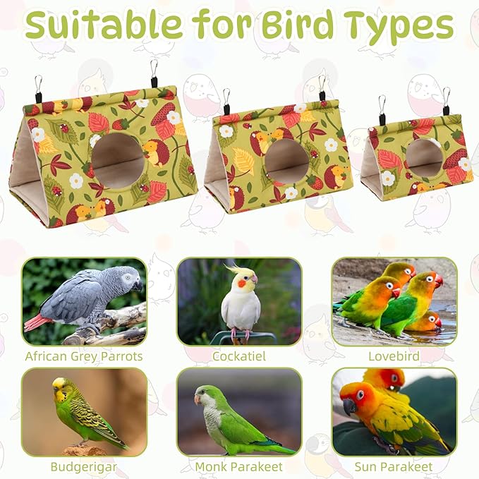 Rypet Winter Warm Bird Nest House - Hanging Hammock Velvet Shed Hut Cage Plush Fluffy Birds Hideaway Sleeping Bed Fuzzy for Parrot Parakeet Cockatiels Budgies Lovebird Medium (Mustard Yellow)