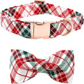 Dog Collar, Christmas Dog Collar Plaid Pet Collar Bow Holiday Bows Girl Boy Puppy Collar Adjustable Pet Collar for X-Small Dogs