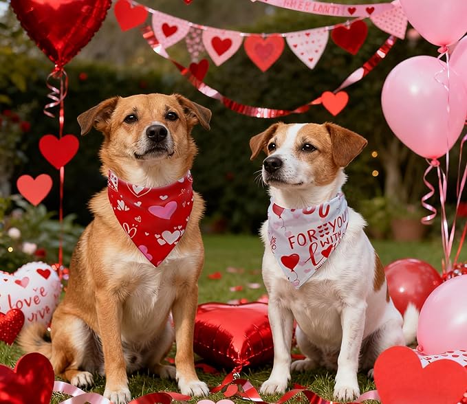Valentine's & St. Patrick's Day Dog Bandana Set 2PCS-Large, Holiday Party Costumes, Pet Scarves for Boys and Girls, Dog Outfit Gifts for Medium to Large Dogs, Diverse Festive Styles