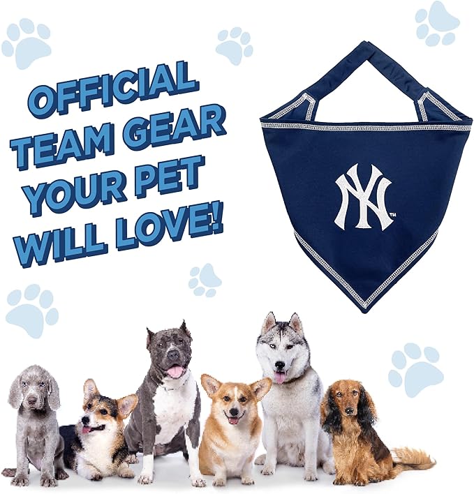 Pets First MLB New York Yankees TIE Bandana, Large/X-Large. Dog Bandana Scarf Bib for Pet Cat Dog. The Ultimate Game-Day, Party Bandanna, Birthday Event