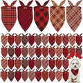 Weewooday 50 Pcs Valentine's Day Red Plaid Dog Bandanas Bulk for Dogs Soft Bibs Adjustable Triangle Bandana for Small Medium Large Pet Costume(25.6 x 17.7 x 17.7 Inch)