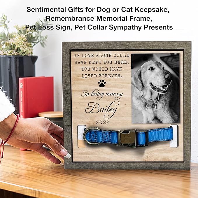 Pet Memorial Gifts Bereavement Gifts Cat Memorial Dog Loss Sympathy Custom Cat Picture Collar Frames Keepsakes Death Remembrance Funerary Decor Wall Best Dog Ever