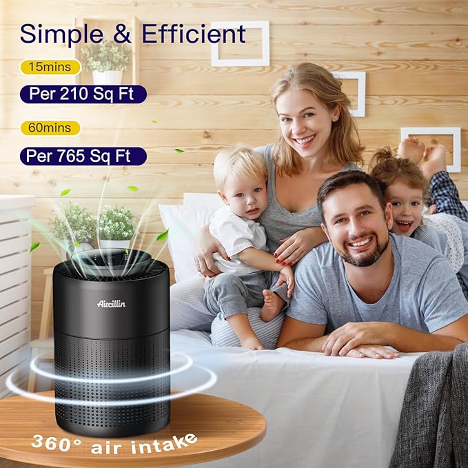 2 Pack Air Purifiers for Home Bedroom H13 True HEPA Air Filter Cleaner, Odor Eliminator, Remove Smoke Dust Pollen Pet Dander, Night Light For Home Living Room Dorm, Quiet 24dB Filtration System