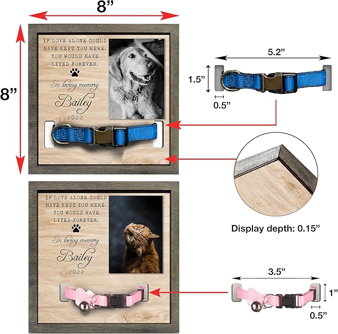 Pet Memorial Gifts Bereavement Gifts Cat Memorial Dog Loss Sympathy Custom Cat Picture Collar Frames Keepsakes Death Remembrance Funerary Decor Wall Best Dog Ever