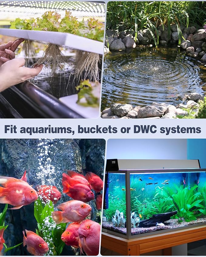 Uniclife Aquarium Air Pump Dual Outlet Fish Tank Aerator with Accessories for 5-200 Gallon Tank
