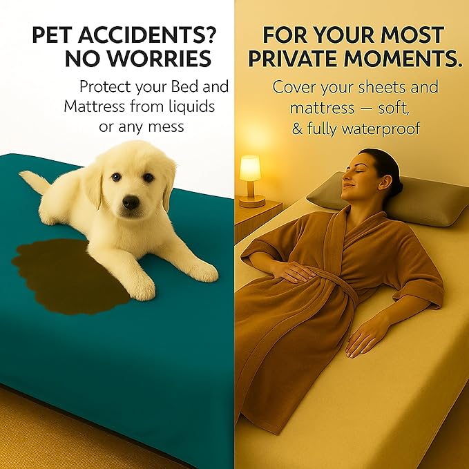 Waterproof Blanket for Bed or Couch – Soft and Leakproof Waterproof Throw Blanket, Water Proof & Stain Resistant Easy to Clean Throw Blanket Cover for Adults or Pets, Reversible Blue/Beige 80”x90”