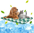 NWK Pack of 4 Pet Cooling Mat - Ice Silk Cooling Mat for Dogs & Cats Portable & Washable Pet Cooling Blanket, Car Seats, Beds for Summer (4pcs, Green Leaf, 39’’ X 27’’ X 0.3)