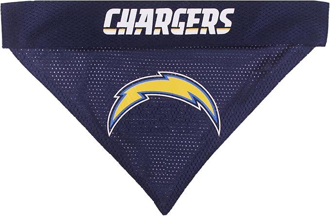 Pets First NFL DOG BANDANA - LOS ANGELES CHARGERS REVERSIBLE PET BANDANA. 2 Sided Sports Bandana with a PREMIUM Embroidery TEAM LOGO, Large/X-Large. - 2 Sizes & 32 NFL Teams available