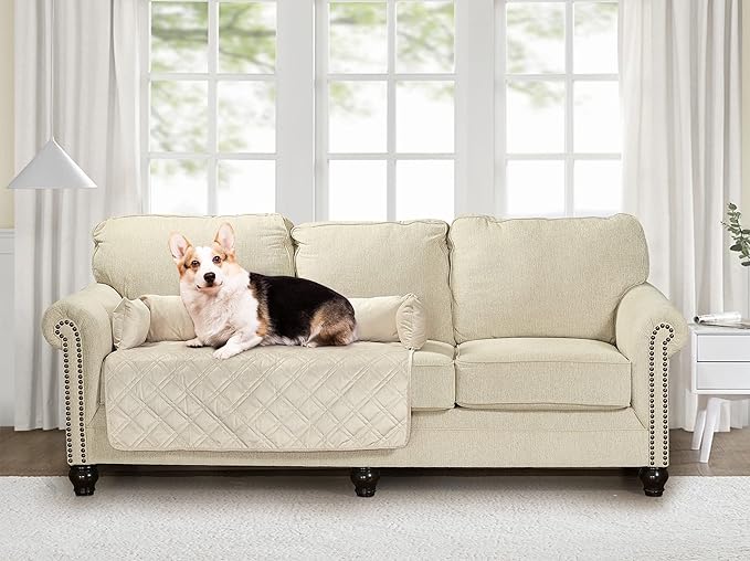 Brilliant Sunshine Premium Calming Dog Bed Mat, Silky Velvet, Removable Washable Cover, Cushion Protector and Couch Covers for Dogs, Pets, Cats, Large, Beige Natural