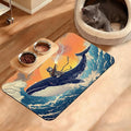 Dog Bowl Mat,Cat Shark Pet Feeding Mat for Floors Waterproof,Ocean Wave Absorbent Dogs Placemat for Food and Water Quick Dry Pet Cat Feeding Mats with Non Slip Bottom 12" x 20"