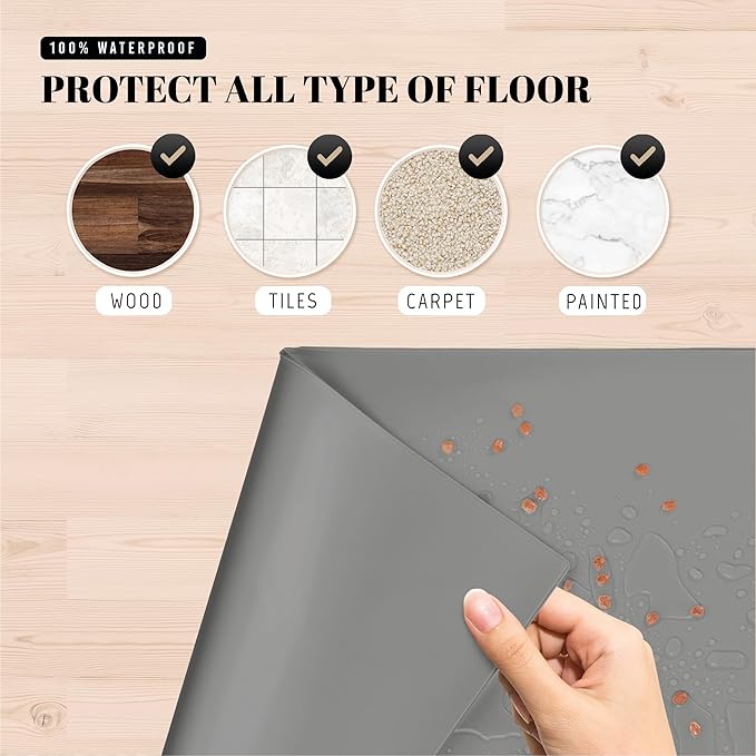 AVERYDAY 100% Waterproof Thicker Silicone Dog Food Mat, 0.63'' Raised Edge Bowl Mat for Food & Water, Non Slip Pet Feeding Placemat for Messy Drinkers, Perfect for Large Medium Small Breeds, 23"x16"
