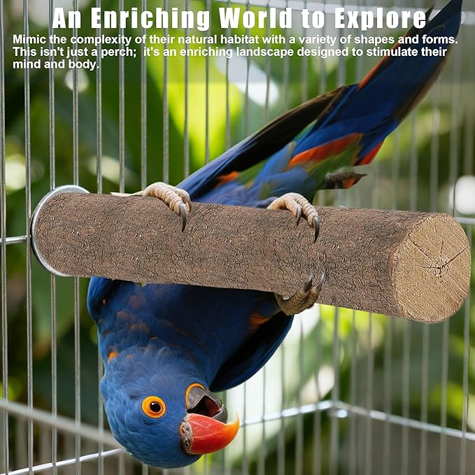 8 PCS Bird Perch Set, Natural Birch Wood Straight & Forked Perches with Platforms for Parakeets, Cockatiels, Conures, Lovebirds - Cage Accessories for Climbing & Exercise
