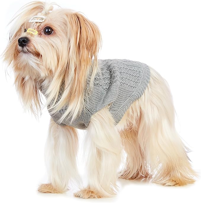 Stretchy Cat Sweater - 17 Colors & 6 Sizes | Snug Winter-Ready Knit for Boy/Girl Cats & Kittens (Grey, X-Small)