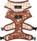 Lucy & Co. Cute Reversible Dog Harness Walking Halter - Best Designer Pet Harnesses for XS - XL Dogs - Padded Adjustable Vest for Easy Walking (Large, Chocolate Meadows - Brown & White Floral)