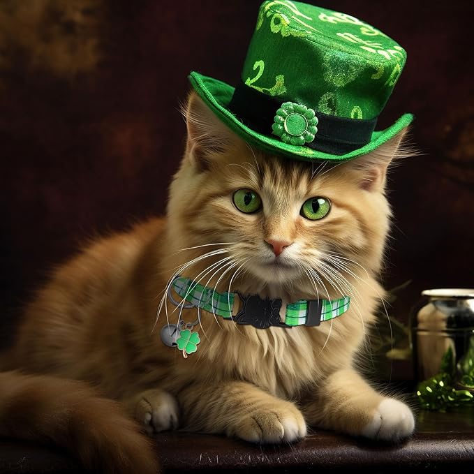 Talltalk 15 Pcs Holiday Cat Collars St. Patrick's Day Easter Adjustable Breakaway Cat Collars Bundle with Plastic Buckle for Independence Day Seasonal Holiday Pet Kitten