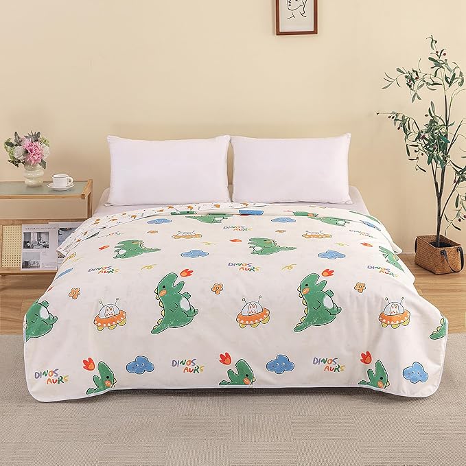 WenBags Waterproof Dog Bed Cover 60 * 80 Inches Throw Size,Pet Hair Resistant Reversible Couch Cover Mattress Protector,Leakproof Bed Liner/Sheet/Blanket for Adults Elderly Pets,Cute Dinosaurs