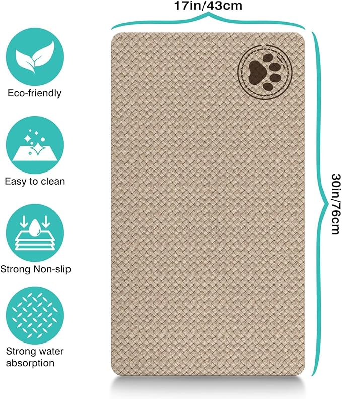 Pet Feeding Mat for Floors Waterproof Dog Mat for Food and Water Absorbent Quick Dry Non Slip mat for Cat Bowls