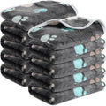 Tegeme 8 Pcs Fleece Dog Blankets for Small Dogs Cat Soft Coral Velvet Warm Sleep Mat Fluffy Dog Paw Print Blanket for Kitten Doggy Small Animal(30 x 20 Inch,Dark)