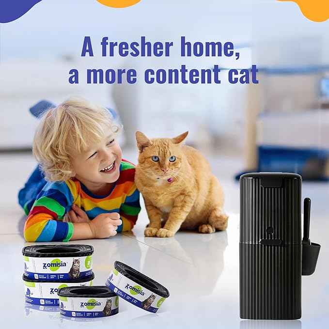 4 Pack Cat Litter Refill Bags, Non-See-Through Jumbo 120FT Cartridge Refill Total Up to Over 16 Months Per Cat for Odor Control, Compatible with Genie Standard, Plus, Style, Design