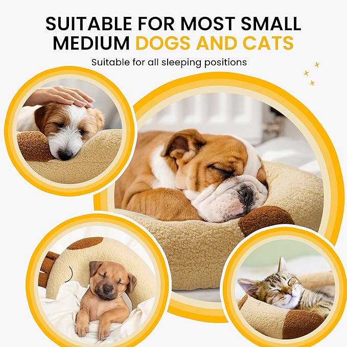 Dog Pillow - Soft Neck Pillow for Dogs, Washable Dog Calming Pillows for Better Sleep, Reduces Anxiety, Gift for Medium/Large Dogs and Cats (Yellow)