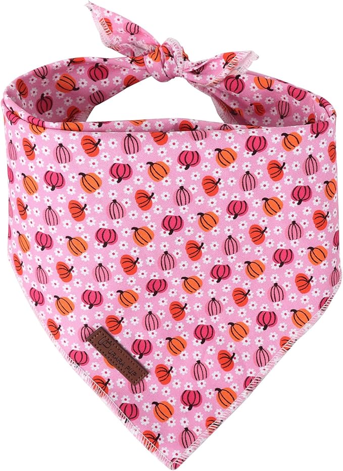 Halloween Pumpkin Dog Bandana, Halloween Triangle Bid Scarf with Pumpkin Pattern, Cotton Pet Kerchief for Girl Boy Dogs or Cats, Cute Puppy Bandana Fancy for Dogs