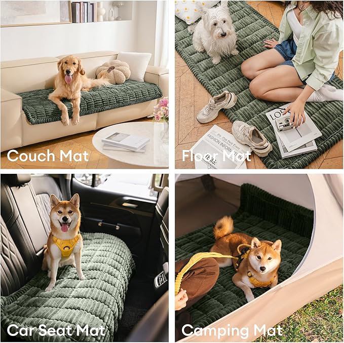 FUNNY FUZZY Pet Couch Covers for Sofa, Washable Dog Couch Cover Protector for Dogs, Flannel Couch Covers for Dogs Pet Friendly Pets Mat Bed Sofa Cover (Dark Green, 27.6"×70.9")