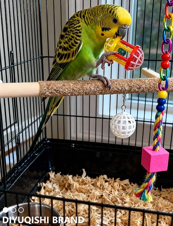 23-Pack Bird Toys for Parrots – Natural Rattan & Plastic Bell Balls – Safe, Fun Cage Decor & Foot Exercise (1.6'' - 2.8'')