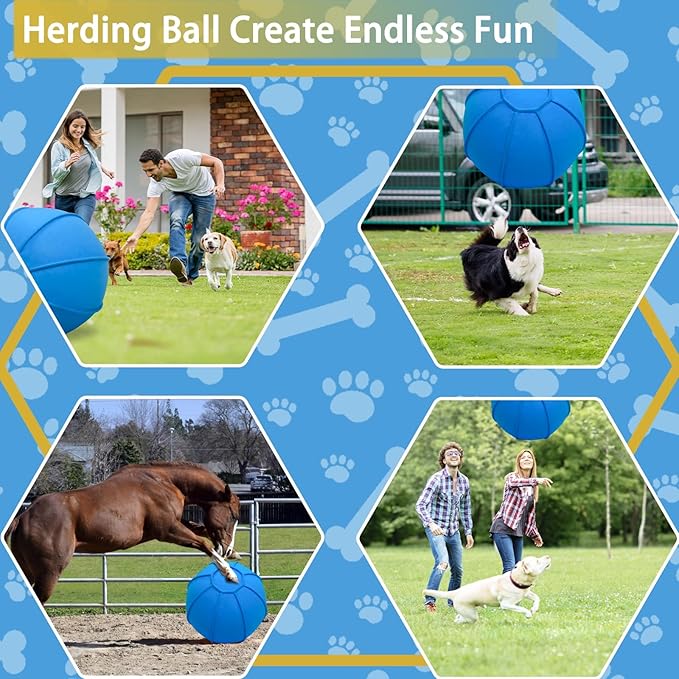 Herding Ball for Dogs, Dual Layered Herding Dog Ball Set for Australian Shepherd, Cattle, Collie, for Dog, Agility Equipment- Free Training Book