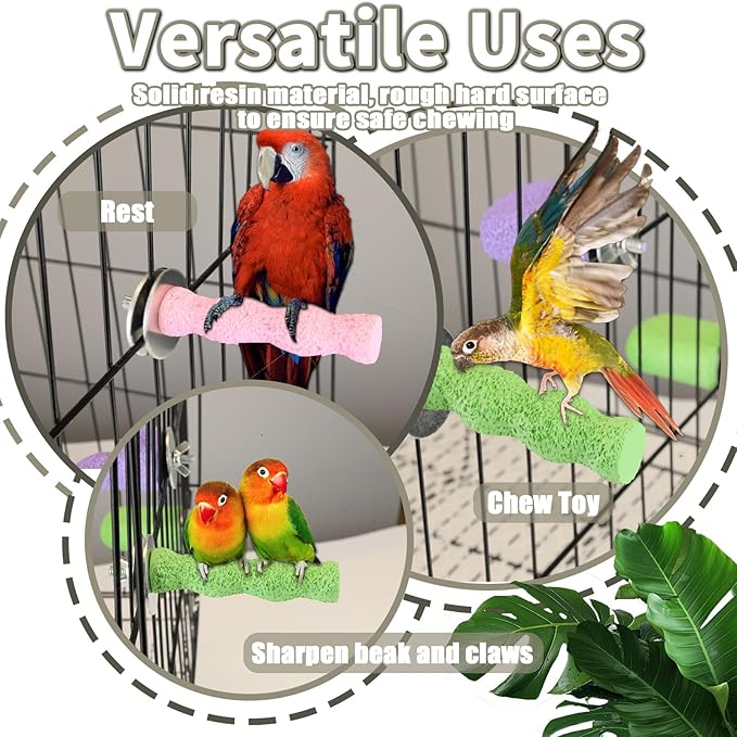 4PCS Bird Beak Grinding Stone,Cage Accessories for Parakeets,Bird Parrot Cage Perch, Stand Platform Foot Claws Trimmer Chewing Toys for Budgies, Parakeets, Cockatiels, Conures