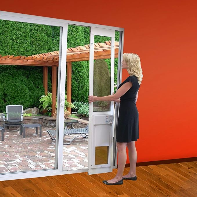 Power Pet Automatic Sliding Glass Patio Pet Door by High Tech Pet - Pet Operated Dog Door, Heavy-Duty Aluminum Frame (92 3/4" - 96"), Secure, Air Tight, for Cats and Dogs up to 30 lbs. Easy Install