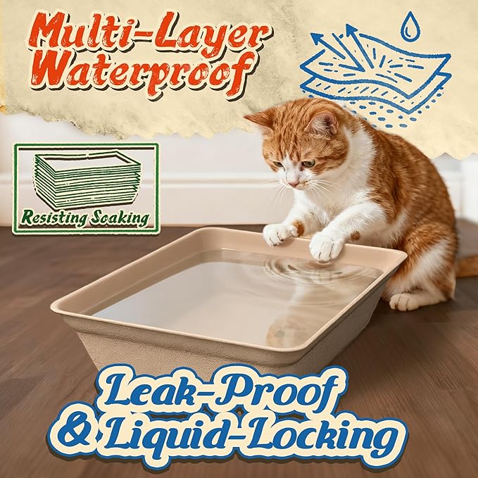 16-Pack Disposable Litter Boxes for Cats: 8/12/16 Portable Leak-Proof & Odor Control Tray for Kitty Foster Cats Indoor Travel 17.5''x13.6'' Litterbox Liner