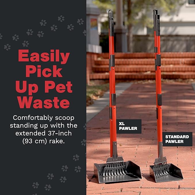 Pooper Scooper for Large Dogs and Small Dogs, Metal Poop Scooper Set with Long Handle Rake and Heavy Duty Tray for Yard, Grass, Dirt or Gravel, Heavy Duty Aluminum Poop Picker Upper