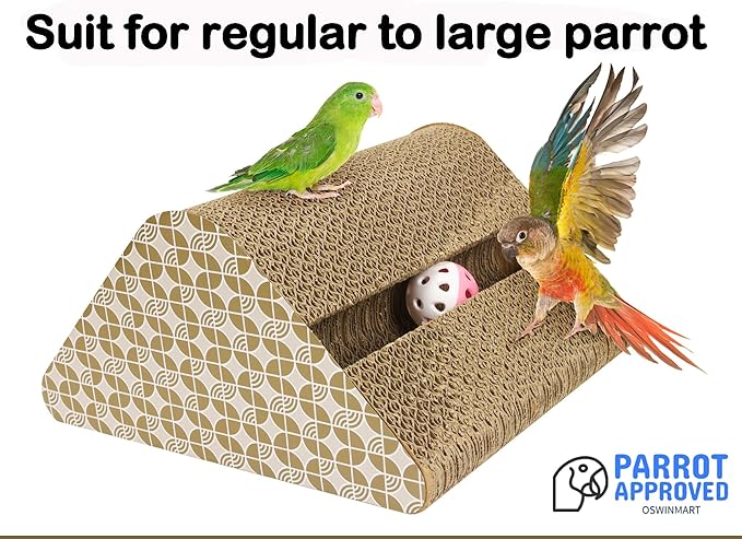 OSWINMART Parrot Cardboard Toy with Jingle Ball