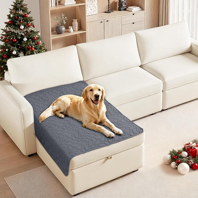 Waterproof Dog Bed Cover, Non-Slip Dog Blanket for Couch, Couch Covers for Dogs Washable, Pet Blanket for Furniture, Pet Bed Mat for Sofa, Car, Pet Supplies (40x50 Inch, Dark Grey)