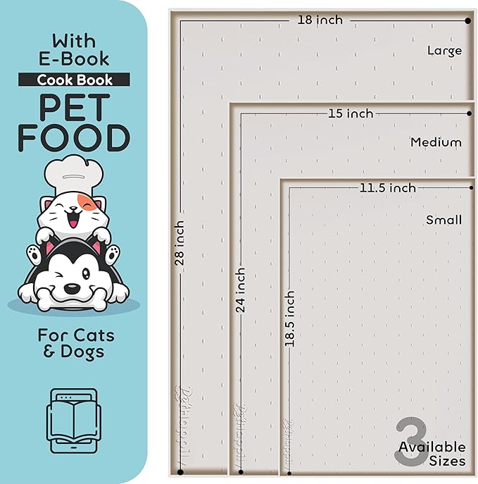 Dog Food Mat - Raised Edges Dogs Mat for Food and Water Prevent Spill, Waterproof Cat Food Mats Protect Floors, Easy Clean Dog Bowl Mats for Food and Water, Silicone Pet Feeding Placemats