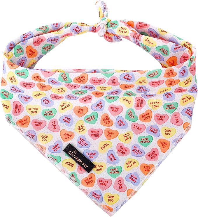 ARING PET Valentine's Dog Bandana-Cute Heart Pet Bandanas, Soft Scarf Cotton Dogs Triangle Bibs for Small to Large Dogs and Cats