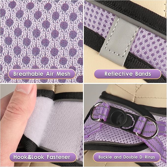 YIMEIS Dog Harness and Leash Set, No Pull Soft Mesh Pet Harness, Reflective Adjustable Puppy Vest for Small Medium Large Dogs, Cats (Taro Purple, X-Small (Pack of 1)