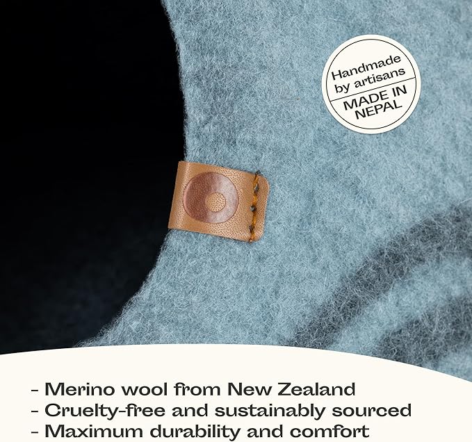 MEOWFIA Cat Cave – Premium Felt Cat Bed for Indoor Cats, Handmade Merino Wool (Aquamarine, Medium)