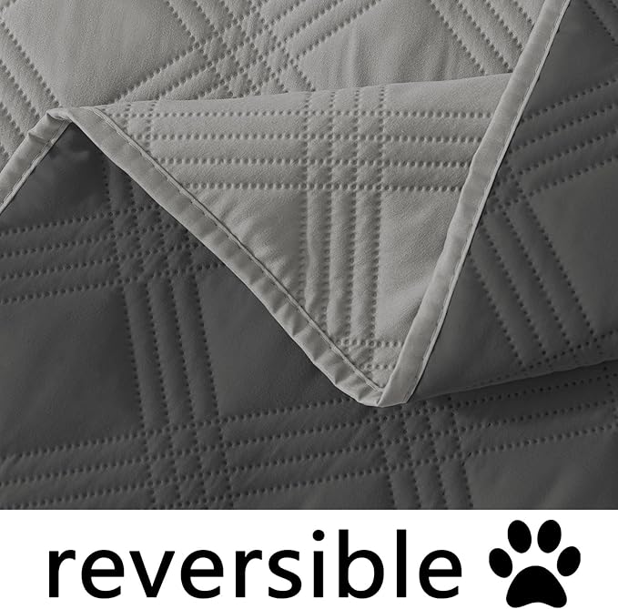 hyha Waterproof Dog Blanket, Reversible Pet Bed Blanket, Soft Sofa Couch Cover for Dogs Washable, Waterproof Pet Couch Covers for Sofa Puppy Cats Furniture Protector(68"x82", Grey/Dark Grey)