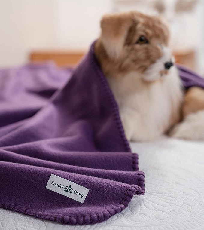 Fleece Throw Blanket Set Bulk for Travel Kids Outdoor Wedding Pet (Purple, Pack of 6 50x60 Inches)