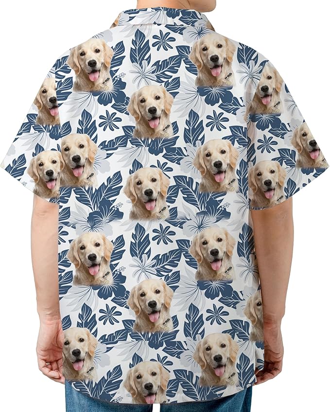 DILYPOD Custom Hawaiian Shirt with Face, Personalized Button Down Hawaiian Shirts for Men, Women, Photo Hawaiians Shirt